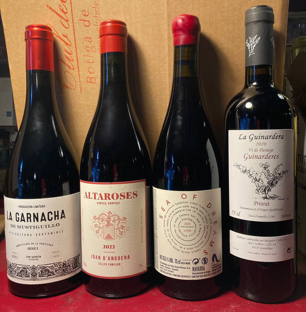 Selection of red Grenache wines